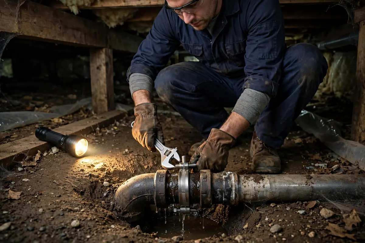 Burst or split supply pipe flooding a room